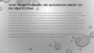 The best way to fix QuickBooks Error 103 within a minute