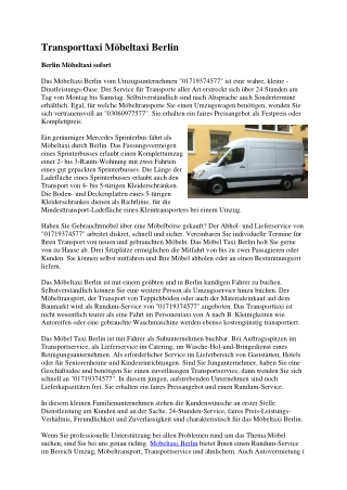 Möbeltaxi Berlin