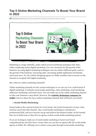 Top 5 Online Marketing Channels To Boost Your Brand in 2022