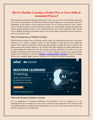 How Is Machine Learning a Perfect Way to Grow Skills in Automated Process?