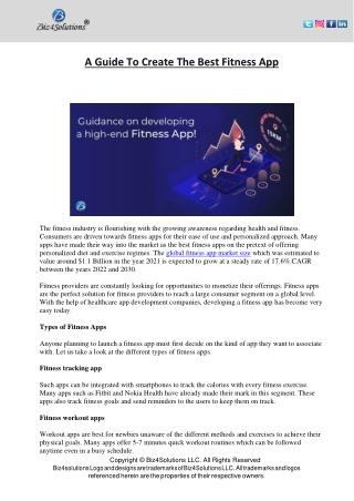 "A guide on how to develop a fitness app?		"