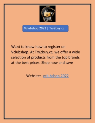 Vclubshop 2022 | Try2buy.cc