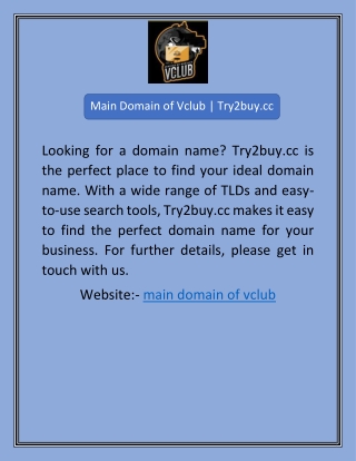 Main Domain of Vclub | Try2buy.cc