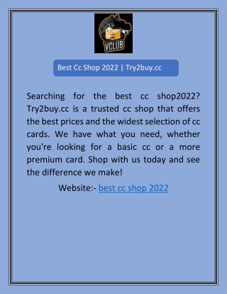 Best Cc Shop 2022 | Try2buy.cc