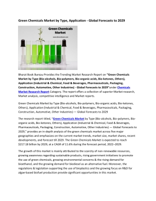 Global Green Chemicals Market Research Report 2022-2029