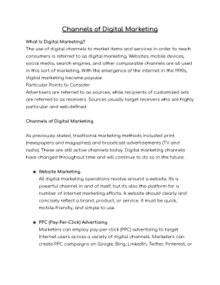 Channels Of digital Marketing