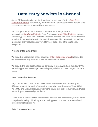 Data Entry Services in Chennai