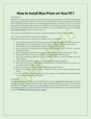 How to Install Blue Prism on Your PC