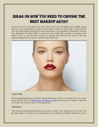 Ideas on how you need to choose the best makeup artist-converted