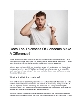 Does The Thickness Of Condoms Make A Difference