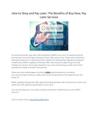 How to Shop and Pay Later: The Benefits of Buy Now, Pay Later Services