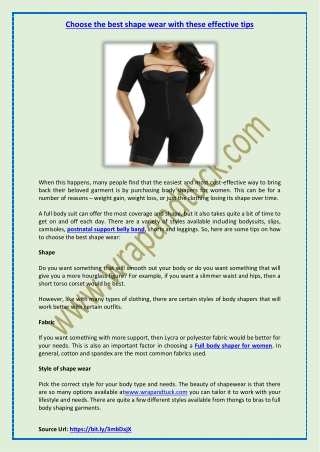 Choose the best shape wear with these effective tips