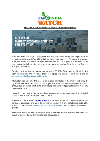 Six Types of Market Research Services for Indian Start-Ups