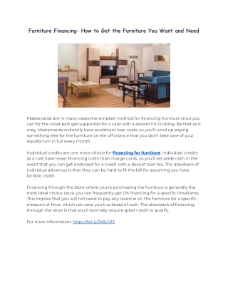 Furniture Financing: How to Get the Furniture You Want and Need