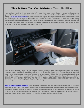 How to change air filter in car