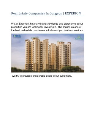 Real Estate Companies In Gurgaon | EXPERION