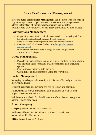Sales Performance Management