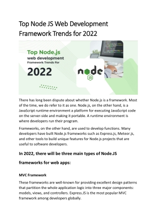 Top Node.js web development framework trends for 2022