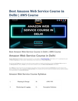 Best Amazon Web Service Course in Delhi