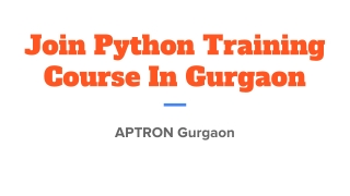 Join Python Training Course In Gurgaon