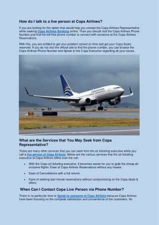 How do I talk to a live person at Copa Airlines