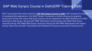 SAP Web Dynpro Course in Delhi
