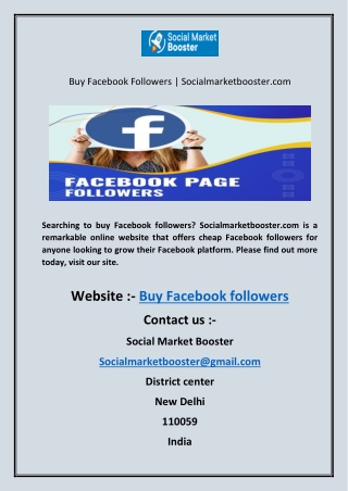 Buy Facebook Followers  Socialmarketbooster