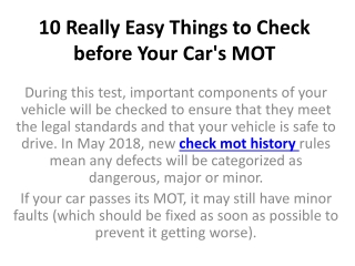 10 Really Easy Things to Check before Your Car's MOT