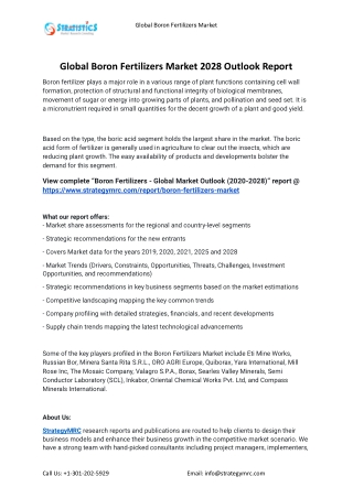 2021 Boron Fertilizers Industry Global Analysis Report