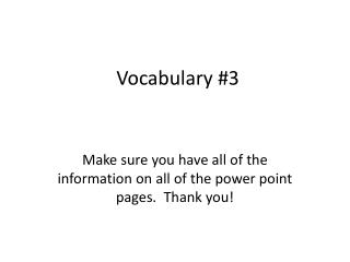 Vocabulary #3