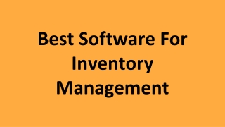 Best Software For Inventory Management