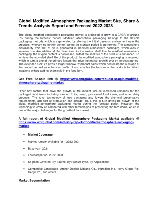 Global Modified Atmosphere Packaging Market