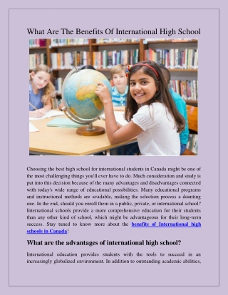 What Are The Benefits Of International High School