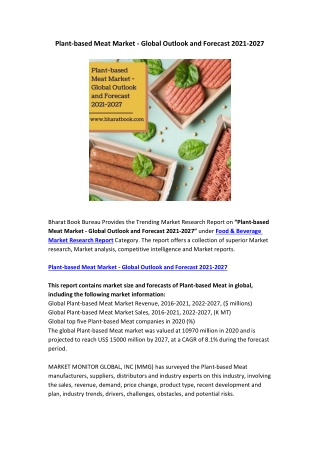 Plant-based Meat Market - Global Outlook and Forecast 2021-2027