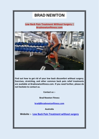 Low Back Pain Treatment Without Surgery Bradnewtonfitness.com
