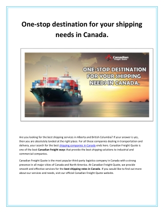 One-stop destination for your shipping needs in Canada.