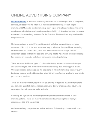 ONLINE ADVERTISING COMPANY