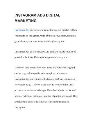 INSTAGRAM ADS DIGITAL MARKETING