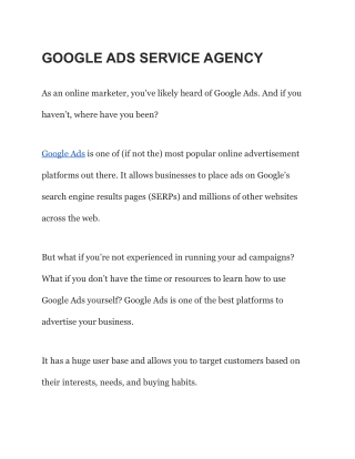 GOOGLE ADS SERVICE AGENCY
