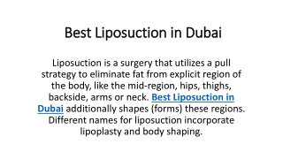 Best Liposuction in Dubai