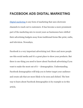 FACEBOOK ADS DIGITAL MARKETING