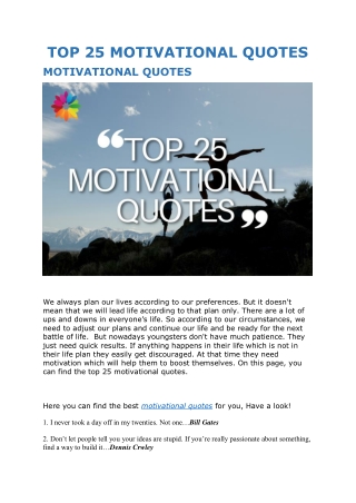 TOP 25 MOTIVATIONAL QUOTES