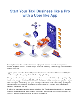 Start Your Taxi Business like a Pro with a Uber like App