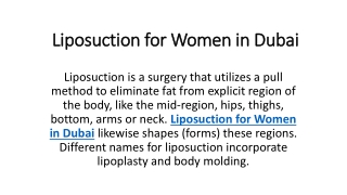 Liposuction for Women in Dubai