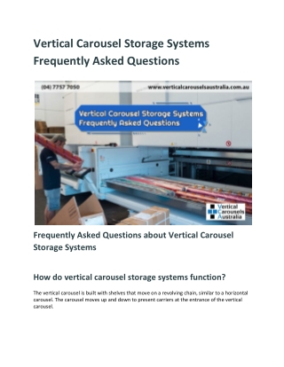 Vertical Carousel Storage Systems Frequently Asked Questions