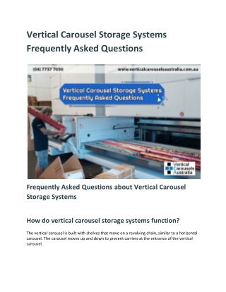 Vertical Carousel Storage Systems Frequently Asked Questions