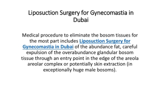 Liposuction Surgery for Gynecomastia in Dubai