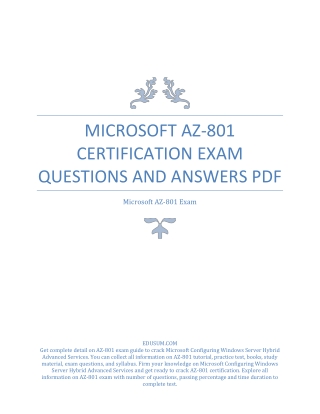 Microsoft AZ-801 Certification Exam Questions and Answers PDF