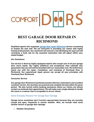 Best Garage Door Repair In Richmond