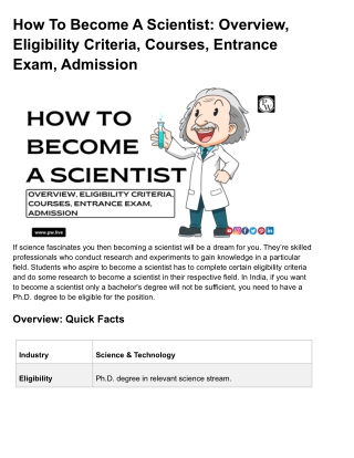 How to become a scientist